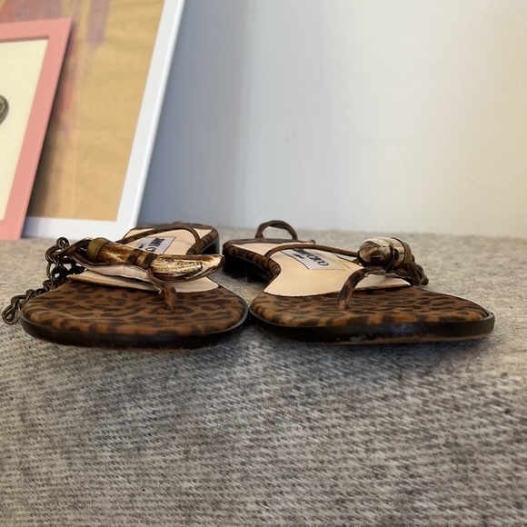 Jimmy Choo flat sandals, Leopard, bone and brass chain Size 37/ US 6.5 - Picture 16 of 16